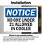 Signmission No One Under 21 Allowed In Cooler OSHA Notice Sign, Vinyl Decal, 5in W x 3.5in L, 2PK OS-2PACK-NS-D-35-L-14707 - alternate 5
